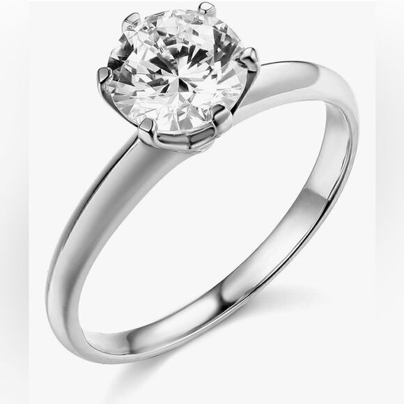 14k Yellow OR White Gold SOLID Wedding Engagement Ring | CZ Stone | - Picture 1 of 4